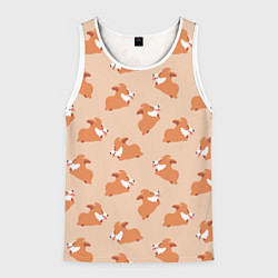 Майка-безрукавка мужская Паттерн с забавными щенками породы корги, цвет: 3D-белый