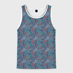 Майка-безрукавка мужская Деревенский абстрактный цветочный узор, цвет: 3D-белый