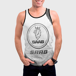 Майка-безрукавка мужская Saab - white gradient, цвет: 3D-черный — фото 2