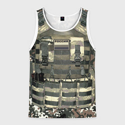 Майка-безрукавка мужская Бронежилет армейский - камуфляж, цвет: 3D-белый