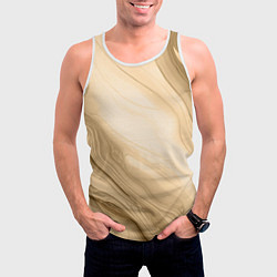 Майка-безрукавка мужская Светлый коричневый текстура камень мрамор, цвет: 3D-белый — фото 2