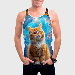 Майка-безрукавка мужская Манчкин в космосе, цвет: 3D-белый — фото 2