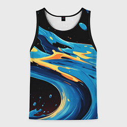 Майка-безрукавка мужская Синяя волна из красок, цвет: 3D-черный