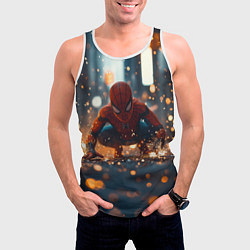 Майка-безрукавка мужская Человек паук и золотая пыльца, цвет: 3D-белый — фото 2