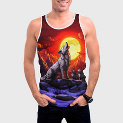 Майка-безрукавка мужская Белый волк воет на луну, цвет: 3D-белый — фото 2