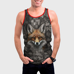 Майка-безрукавка мужская Внимательный лис, цвет: 3D-красный — фото 2