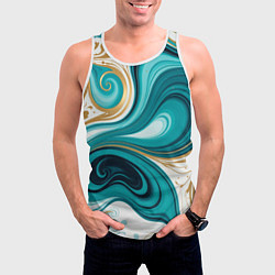 Майка-безрукавка мужская Бирюза и золото, цвет: 3D-белый — фото 2