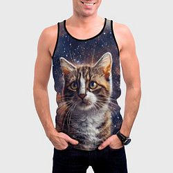 Майка-безрукавка мужская Сноу-шу в космосе, цвет: 3D-черный — фото 2