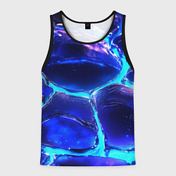 Майка-безрукавка мужская Объемные плиты в неоновом свечение, цвет: 3D-черный