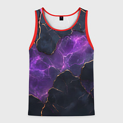 Майка-безрукавка мужская Фиолетовый разлом с молниями, цвет: 3D-красный