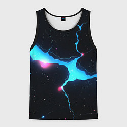 Майка-безрукавка мужская Голубой разлом в черной текстуре, цвет: 3D-черный