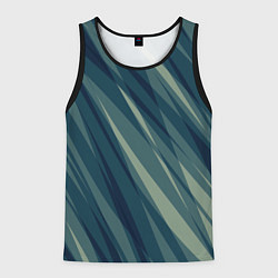 Майка-безрукавка мужская Зеленовато-синий полосы, цвет: 3D-черный