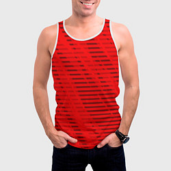 Майка-безрукавка мужская Красный полосатый, цвет: 3D-белый — фото 2