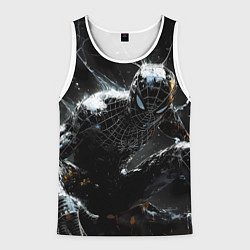 Майка-безрукавка мужская Человек-паук в черном костюме, цвет: 3D-белый
