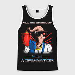 Майка-безрукавка мужская Jim - worminator, цвет: 3D-белый