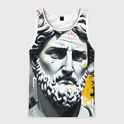 Майка-безрукавка мужская Античный портрет и краска, цвет: 3D-белый