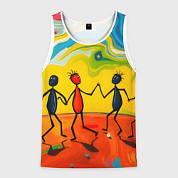 Майка-безрукавка мужская Дружба человечков, цвет: 3D-белый