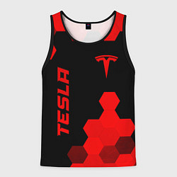 Майка-безрукавка мужская Tesla - red gradient вертикально, цвет: 3D-черный