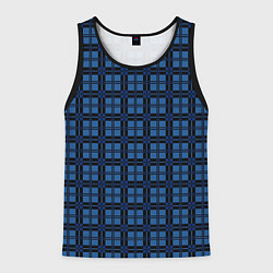 Майка-безрукавка мужская Синий простой клетчатый, цвет: 3D-черный