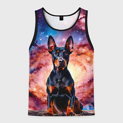 Майка-безрукавка мужская Доберман в космосе, цвет: 3D-черный