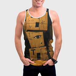 Майка-безрукавка мужская Глаза в каменных домах, цвет: 3D-белый — фото 2