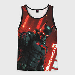 Майка-безрукавка мужская Черный Бэтмен на фоне красного города, цвет: 3D-черный