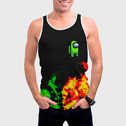 Майка-безрукавка мужская Амонг ас огненная текстура, цвет: 3D-белый — фото 2