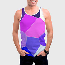 Майка-безрукавка мужская Сине-розовый крупные фрагменты, цвет: 3D-белый — фото 2