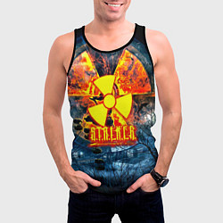 Майка-безрукавка мужская Stalker огненное лого чернобыль, цвет: 3D-черный — фото 2
