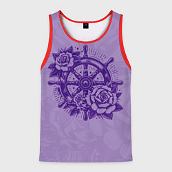 Майка-безрукавка мужская Штурвал в розах, цвет: 3D-красный