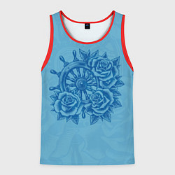 Майка-безрукавка мужская Штурвал и три розы, цвет: 3D-красный