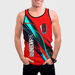 Майка-безрукавка мужская Rainbow six геометрия полосы, цвет: 3D-черный — фото 2