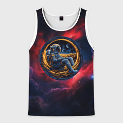 Майка-безрукавка мужская Космонавт сидит в луне, цвет: 3D-белый
