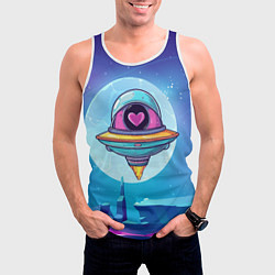 Майка-безрукавка мужская Нло с сердечком внутри, цвет: 3D-белый — фото 2