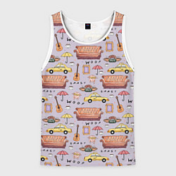 Майка-безрукавка мужская Друзья - паттерн, цвет: 3D-белый