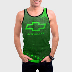 Майка-безрукавка мужская Chevrolet - green gradient, цвет: 3D-черный — фото 2