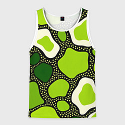 Майка-безрукавка мужская Зеленая абстракция с кругами, цвет: 3D-белый