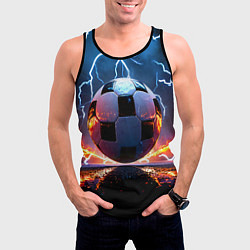 Майка-безрукавка мужская Футбольный мяч в молниях, цвет: 3D-черный — фото 2