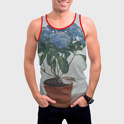 Майка-безрукавка мужская Спящий воробушек на гортензии, цвет: 3D-красный — фото 2