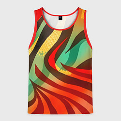 Майка-безрукавка мужская Жаркая полосатая абстракция, цвет: 3D-красный