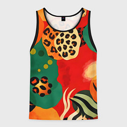 Майка-безрукавка мужская Анималистичный африканский паттерн, цвет: 3D-черный