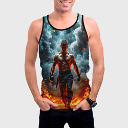 Майка-безрукавка мужская Крав-мага боец в огне, цвет: 3D-черный — фото 2