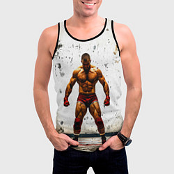 Майка-безрукавка мужская Реслер на белом, цвет: 3D-черный — фото 2