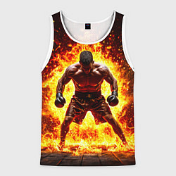 Майка-безрукавка мужская Боксер в огне, цвет: 3D-белый
