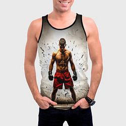 Майка-безрукавка мужская Боксер в красном, цвет: 3D-черный — фото 2