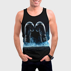 Майка-безрукавка мужская Черные бойцовские перчатки в дыму, цвет: 3D-черный — фото 2