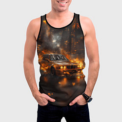 Майка-безрукавка мужская БМВ в огне, цвет: 3D-черный — фото 2