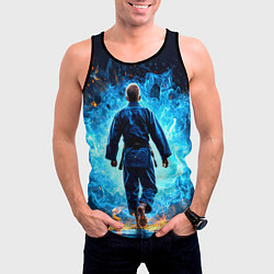 Майка-безрукавка мужская Дзюдоист в синем пламени, цвет: 3D-черный — фото 2