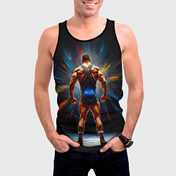 Майка-безрукавка мужская Греко-римский борец на черном, цвет: 3D-черный — фото 2