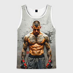 Майка-безрукавка мужская Дастин Порье на сером, цвет: 3D-белый